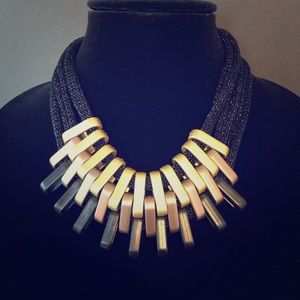 Black and golden three layer fashion necklace